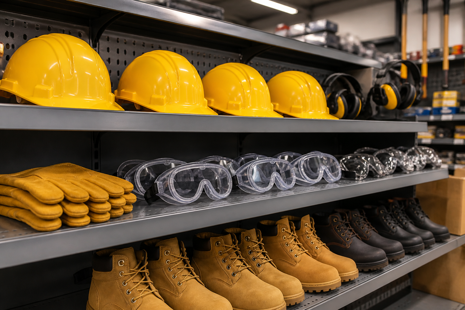 Cascos, guantes y equipo de protección